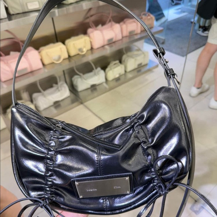 Casual Design Bow Drawstring Underarm Dumpling Shoulder Bags