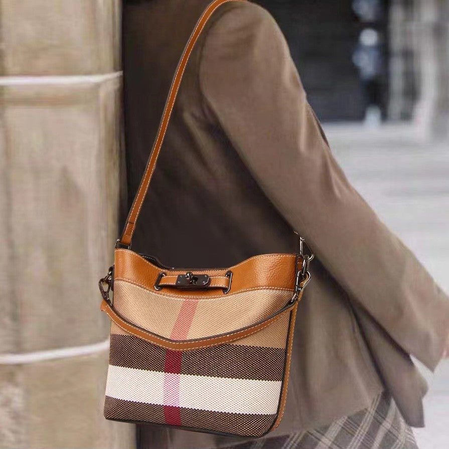 Women's Korean Style Plaid Portable Large Capacity Handbags
