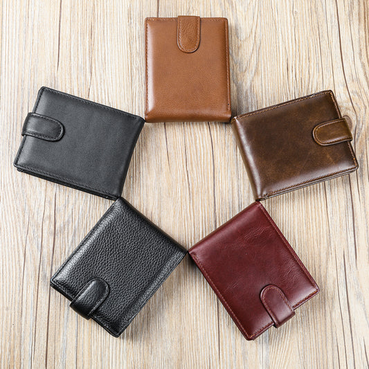 Men's Leather Short Cowhide Driving License High Men's Wallets