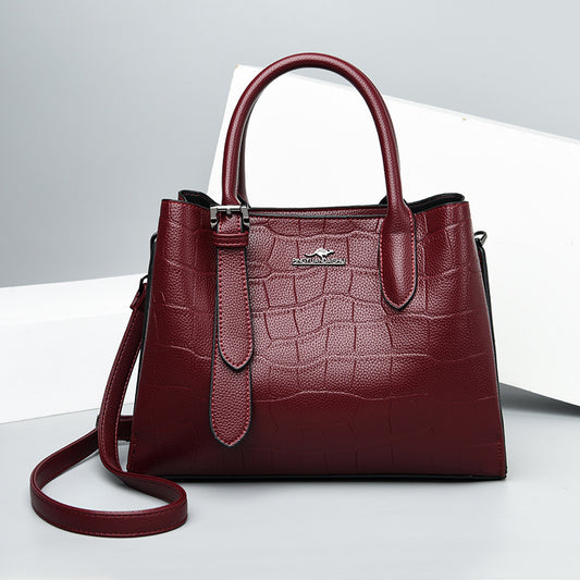 Women's Leather Versatile Large Capacity Mom Cross Handbags