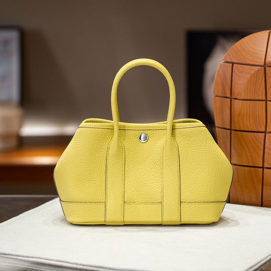 Layer Cowhide Glacier White Stainless Steel Hardware Handbags