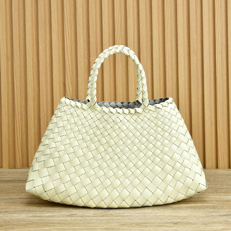 Women's Woven First Layer Cowhide Handmade Vegetable Bags