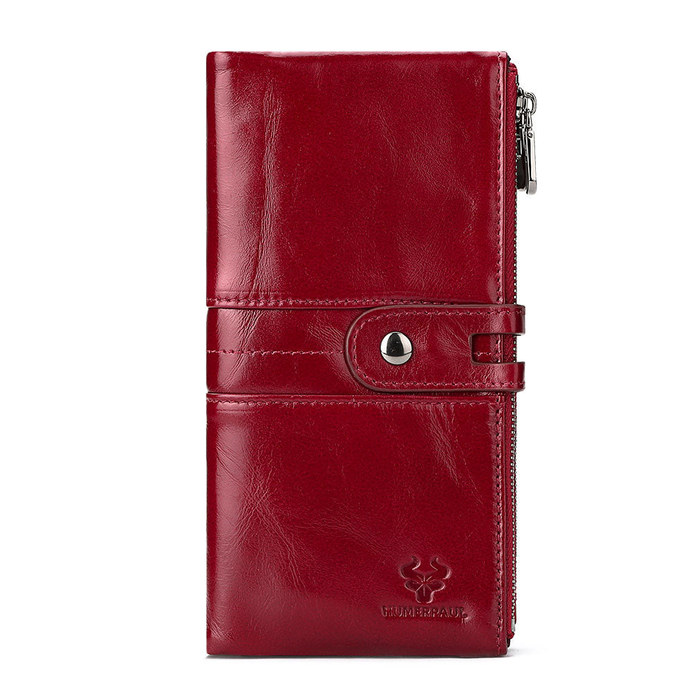 Women's Antimagnetic Clutch Top Layer Cowhide Long Ladies Wallets