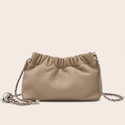 High-grade Gold Chain Cowhide Cloud Underarm Crossbody Bags