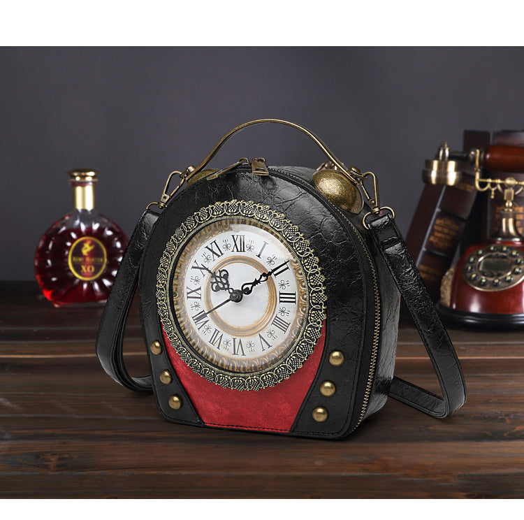 Creative Women's Clock Function Retro Battery Handbags