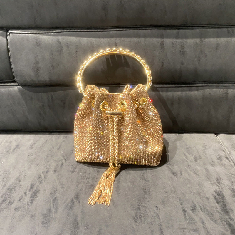 New Rhinestone Metal Clutch Tassel Chain Shoulder Bags