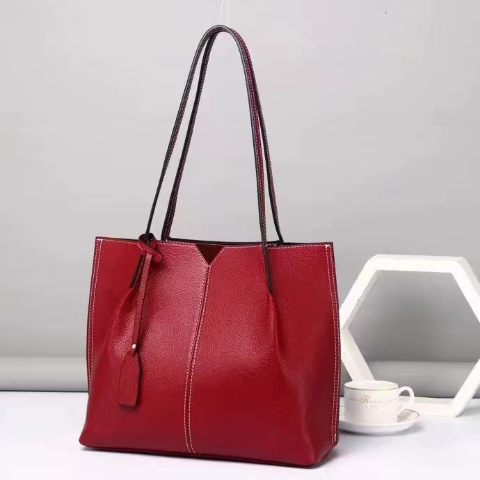 Women's Fashionable Large Capacity Solid Color Simple Handbags