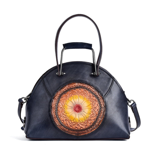 Women's Retro Elegant Genuine Leather Hand-rub Color Handbags