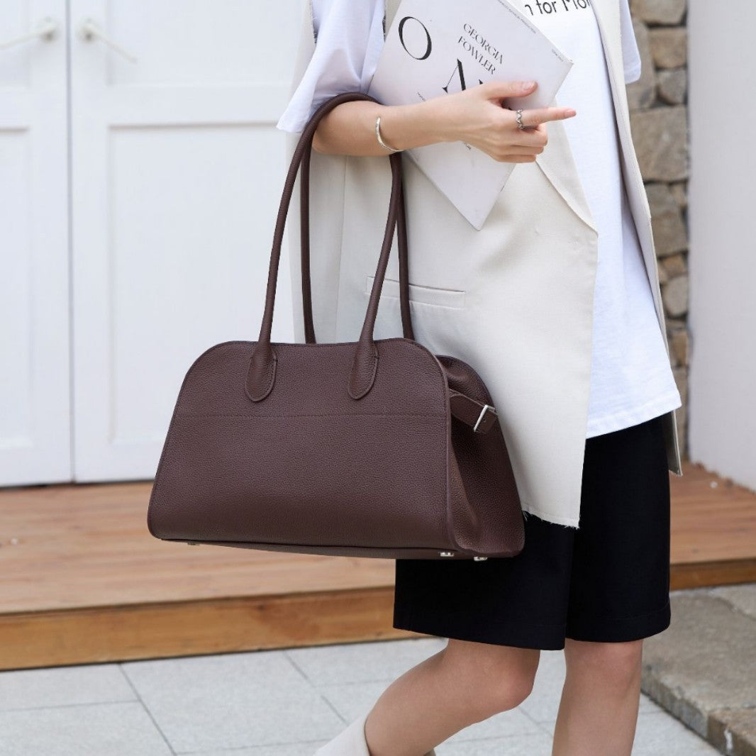 Large Capacity High-grade Lychee Pattern Cowhide Bags