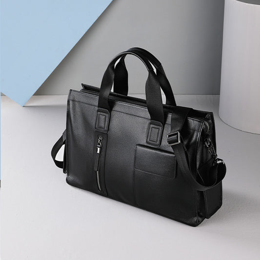 Men's Top Layer Cow Leather Computer Large Capacity Men's Handbags