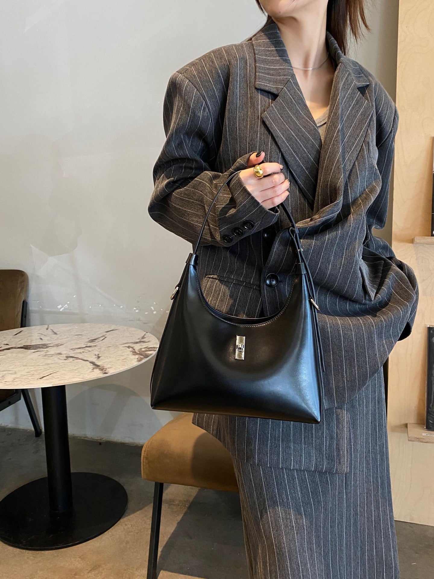 Genuine Leather Retro Baguette Underarm Moon Shoulder Bags