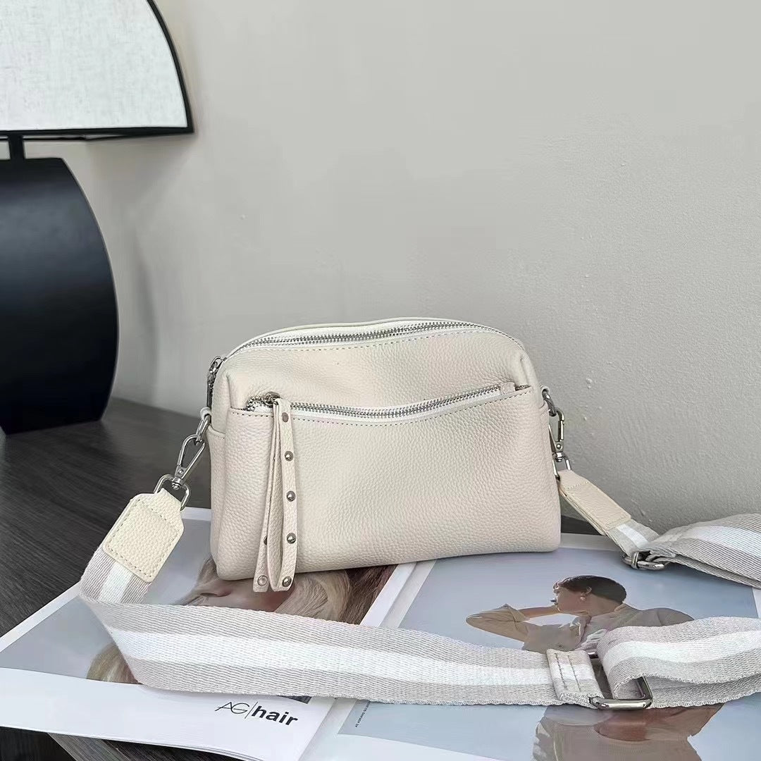 Women's Genuine Leather Wide Strap Cowhide Fashion Crossbody Bags