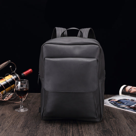 Men's Retro Crazy Horse Leather Computer Large Backpacks