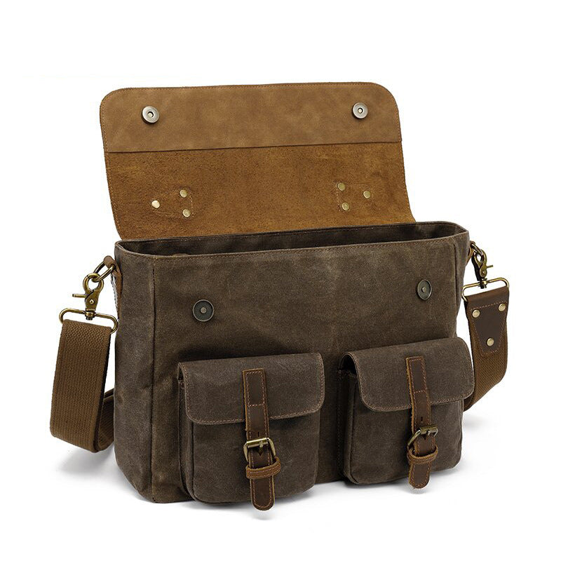 Men's Retro Crazy Horse Leather Oil Wax Men's Handbags