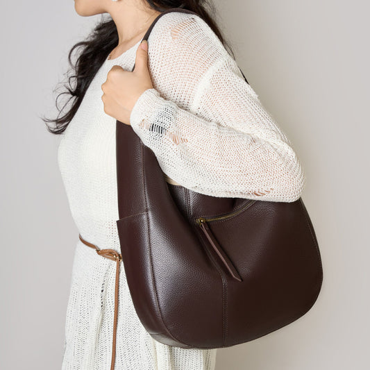 Women's Layer Cowhide Advanced Simple Large Capacity Genuine Leather Shoulder Bags