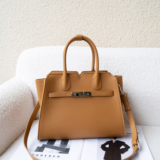 Women's Cowhide Light Luxury Simple Shell Big Platinum Bags