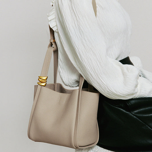 Women's Genuine Leather Summer Vegetable Basket Soft Shoulder Bags