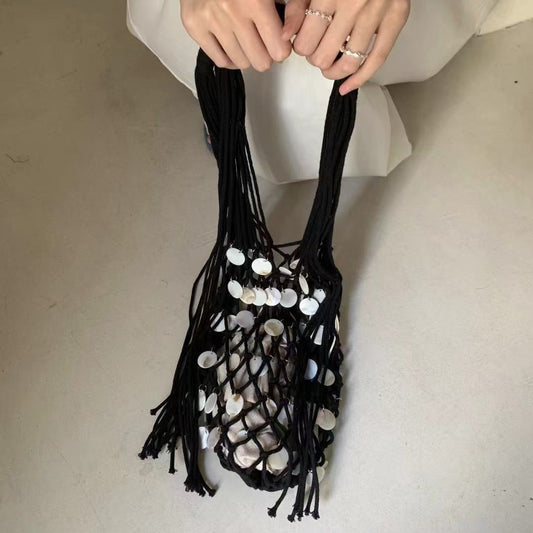 Women's Design Shell Decoration Hollow Out Tassel Vacation Style Bags