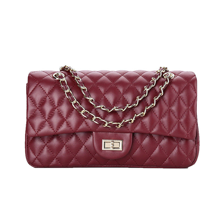 Women's Sheepskin Leather Diamond Pattern Chain Classic Shoulder Bags