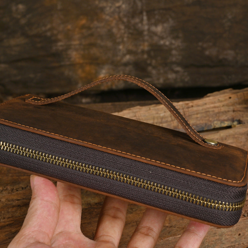 Men's Upgraded Capacity Genuine Leather Clutch Crazy Men's Handbags