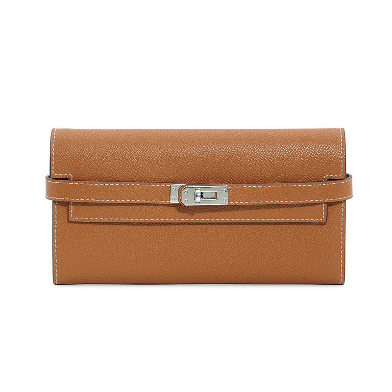 Women's First Layer Cowhide Clutch Litchi Pattern Fashion Ladies Wallets
