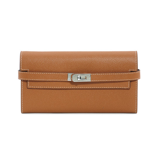 Women's First Layer Cowhide Clutch Litchi Pattern Fashion Ladies Wallets