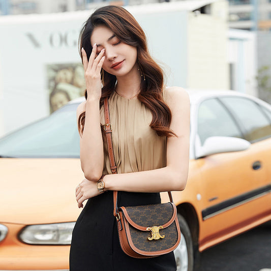 Semicircle Arc Saddle Vintage Genuine Leather Crossbody Bags