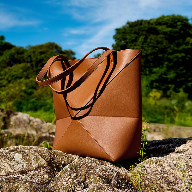 Creative Vintage Graceful Geometric Stitching Folding Tote Bags