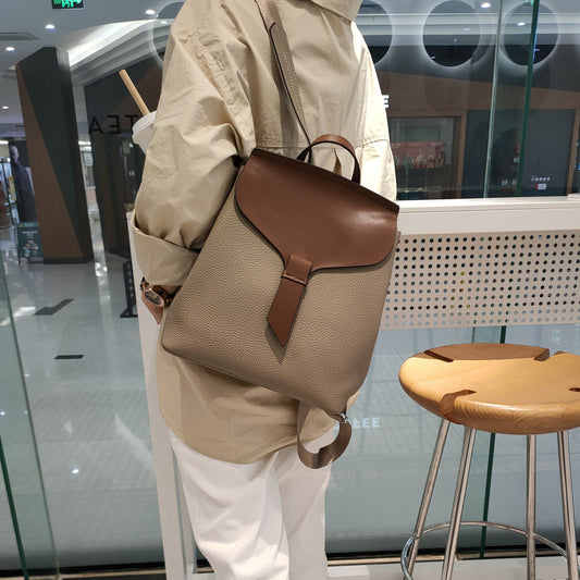 Women's Leather Fashion Versatile Korean Style Simple Backpacks