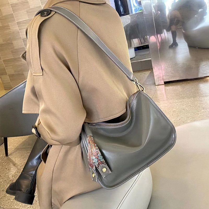Women's Genuine Leather Underarm Large Capacity Soft Wide Bags