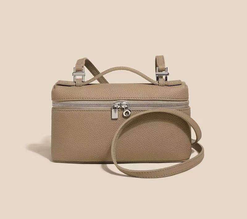 Women's First Layer Cowhide Lunch Box Portable Crossbody Bags
