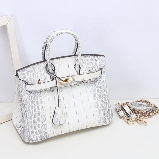 Women's Genuine Leather Crocodile Back Bone Pattern Handbags