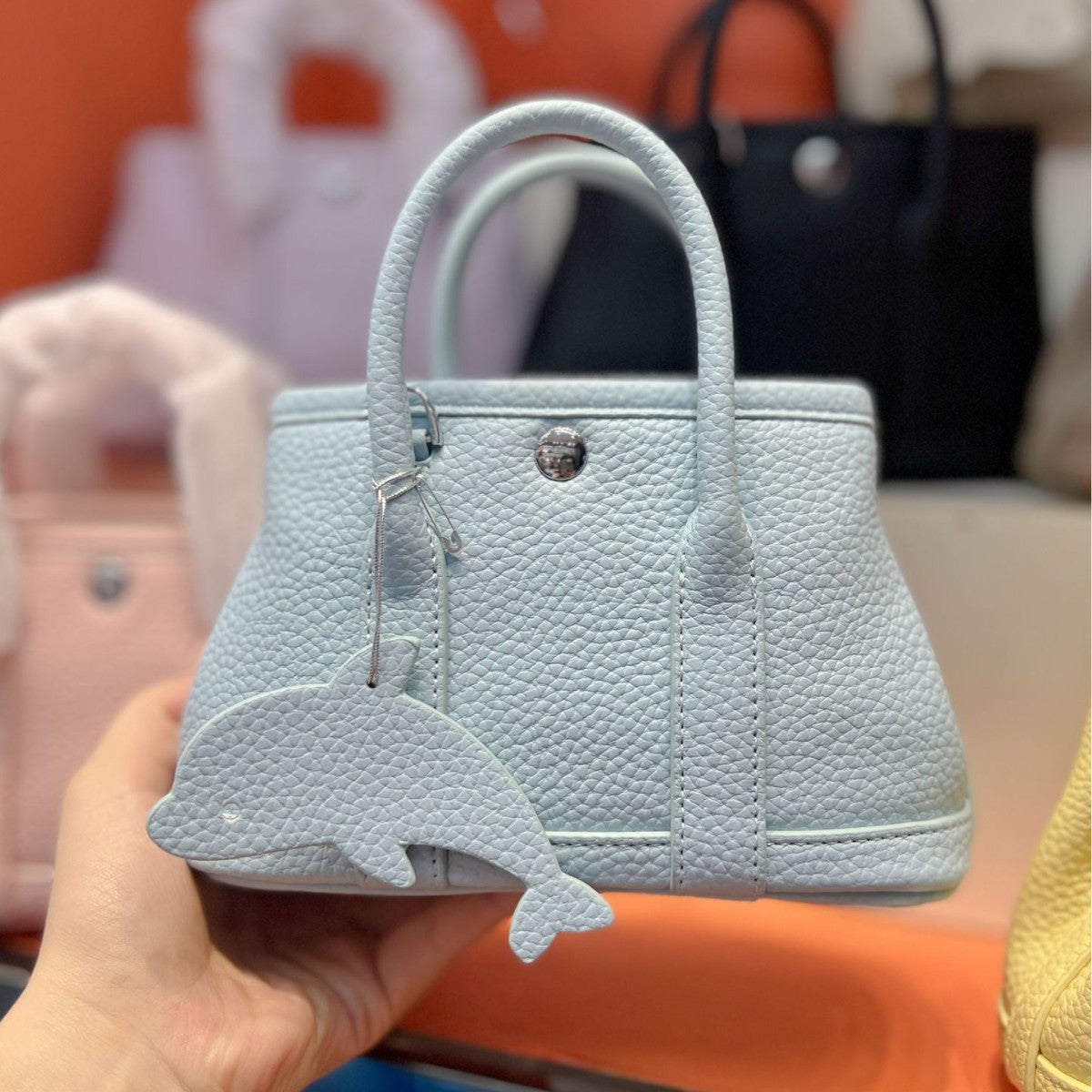 Mini Lychee Pattern Mobile Genuine Leather Handbags