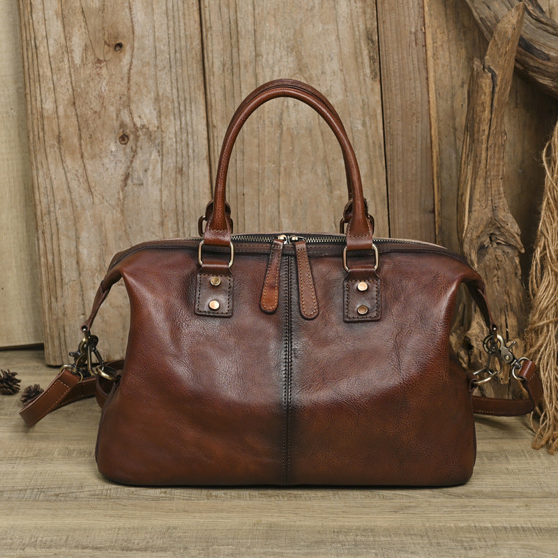 Women's First Layer Cowhide Adjustable Large Capacity Business Style Handbags