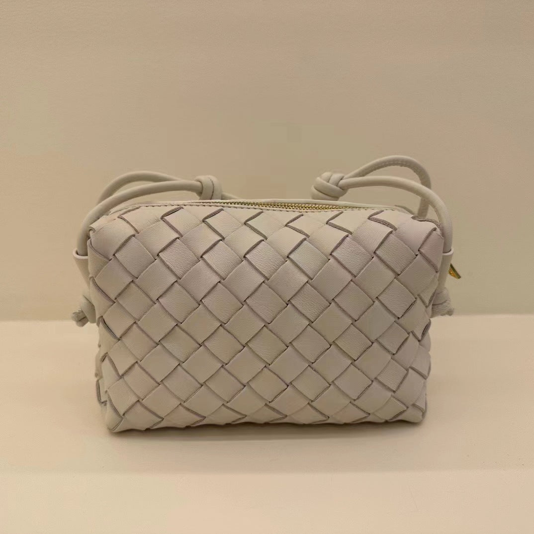 Genuine Leather Woven Candy Color Box Crossbody Bags