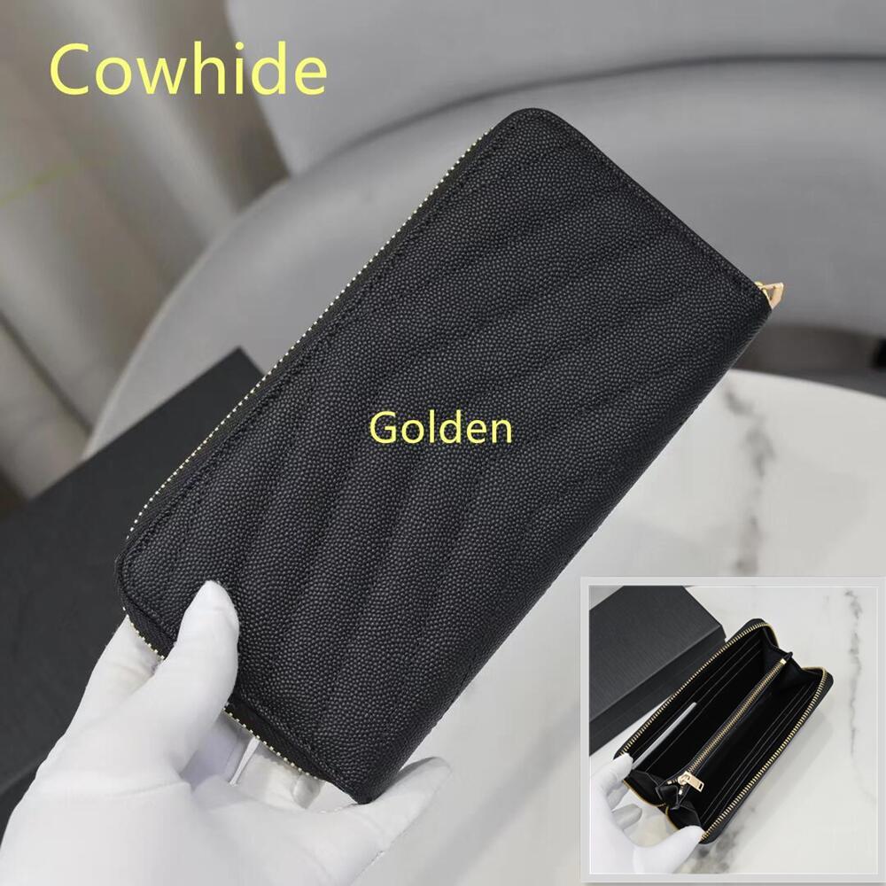 Long Zip Cowhide Multiple Slots Credit Ladies Wallets