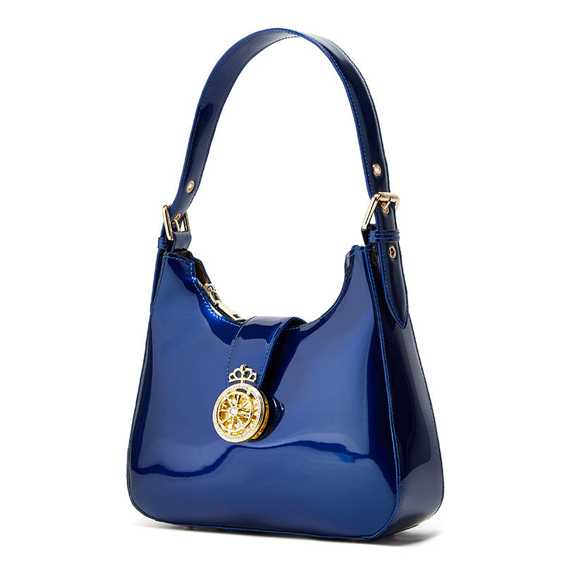 Women's Fashion Patent Leather Bright Surface Underarm Arm Bags