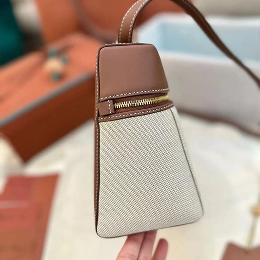 Leather Canvas Underarm Italian Original Zipper Shoulder Bags