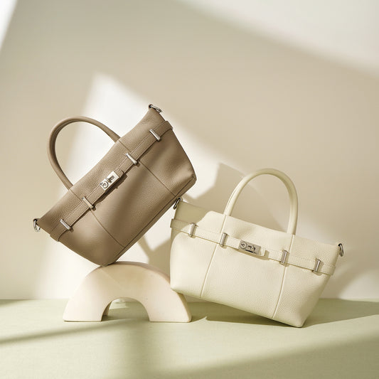 Layer Cowhide Lychee Pattern Simple Commute Shoulder Bags