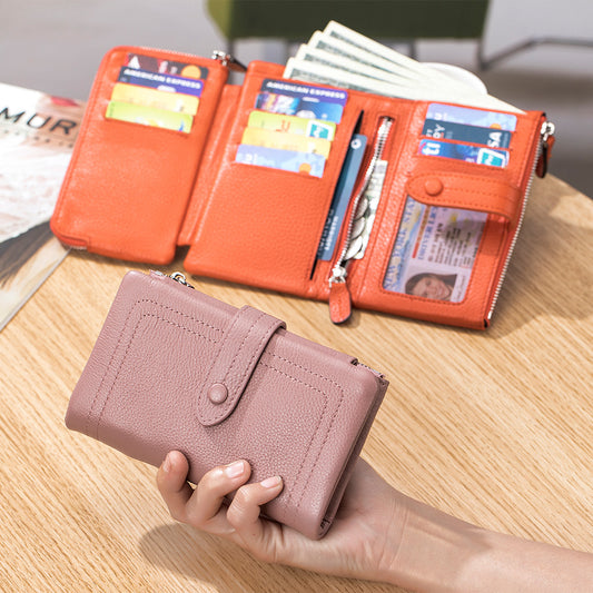 Women's Soft Leather High-grade Short Three-fold Large Capacity Ladies Wallets