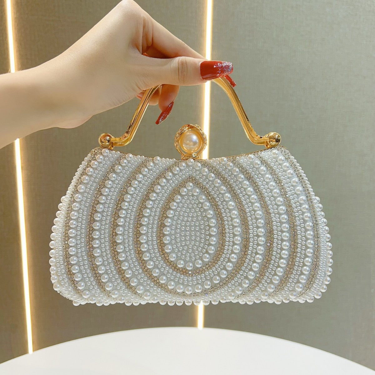 Women's Pearl Dinner Banquet Dress Diamond Clutch Evening Bags