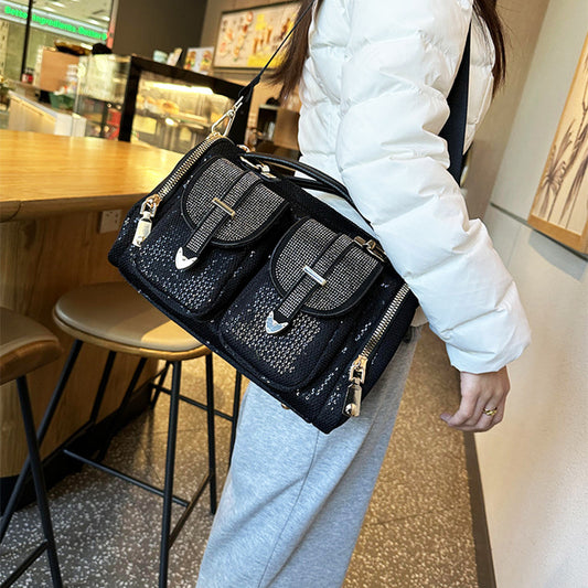 Women's Trendy Rhinestone Sequins Large Capacity Shoulder Bags
