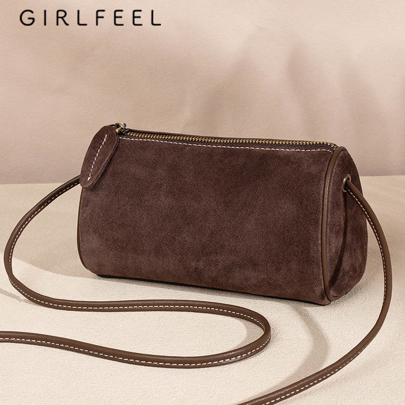 Women's Fashionable Suede Cowhide Genuine Leather Vintage Crossbody Bags