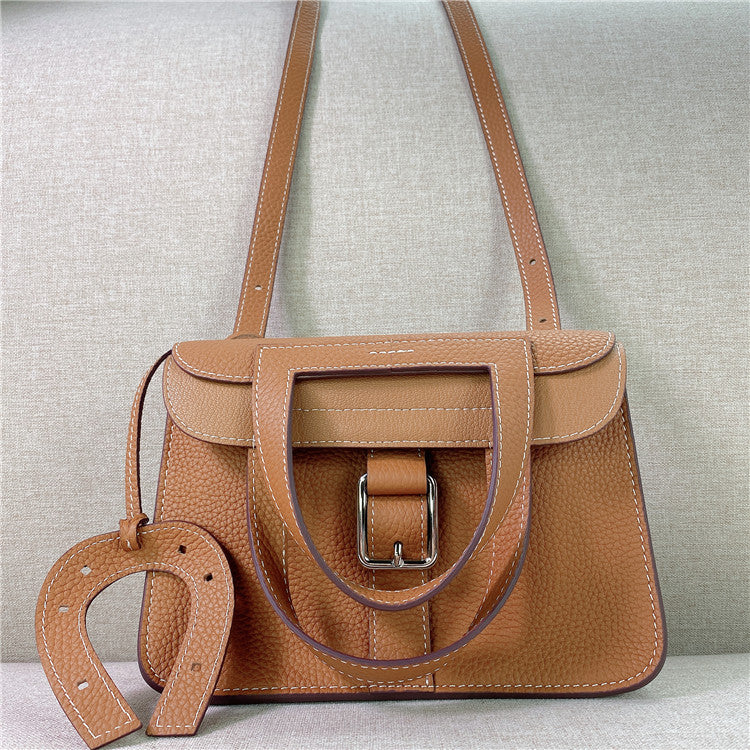 Women's First Layer Cowhide Leather Horseshoe Fashion Shoulder Bags