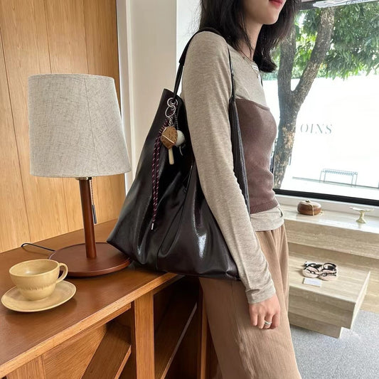 Women's High-grade Soft Leather Underarm Large Capacity Shoulder Bags