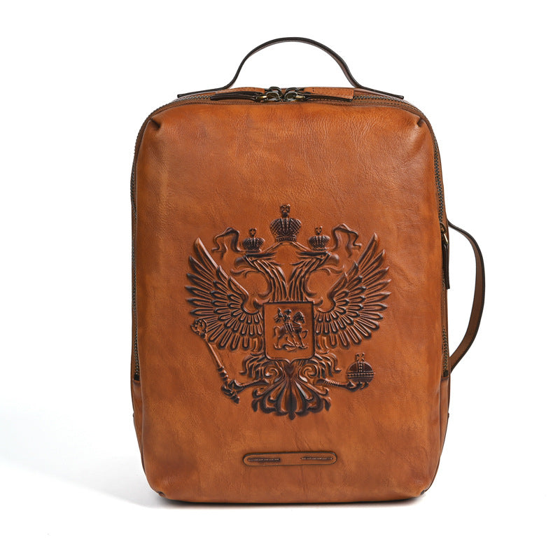 Men's Trendy Head Layer Vegetable Tanning Leather Backpacks