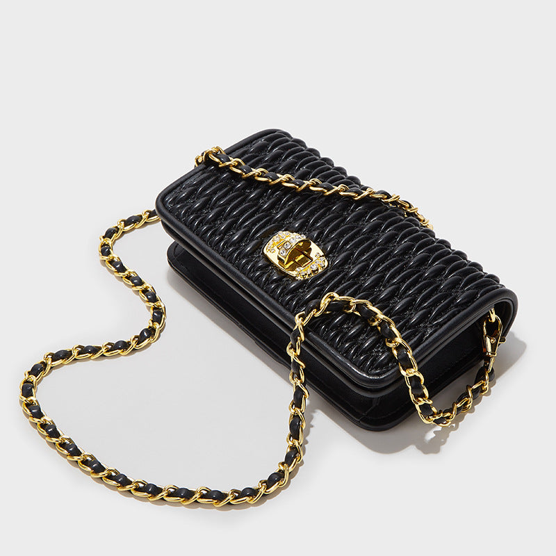 Women's Pleated Simple Easy To Match Pearl Crossbody Bags