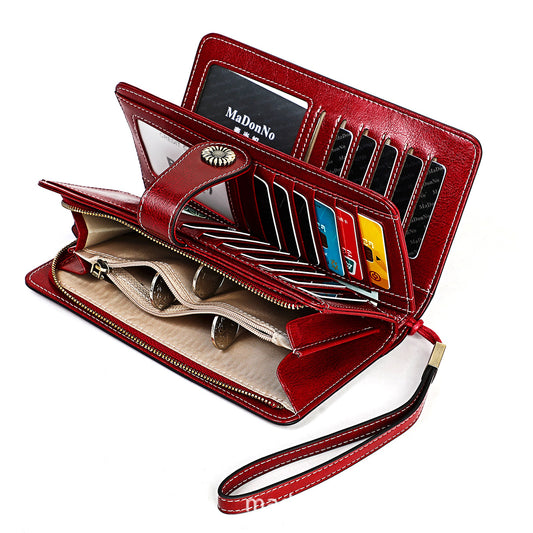 Women's Vintage Genuine Leather Long Cowhide Ladies Wallets