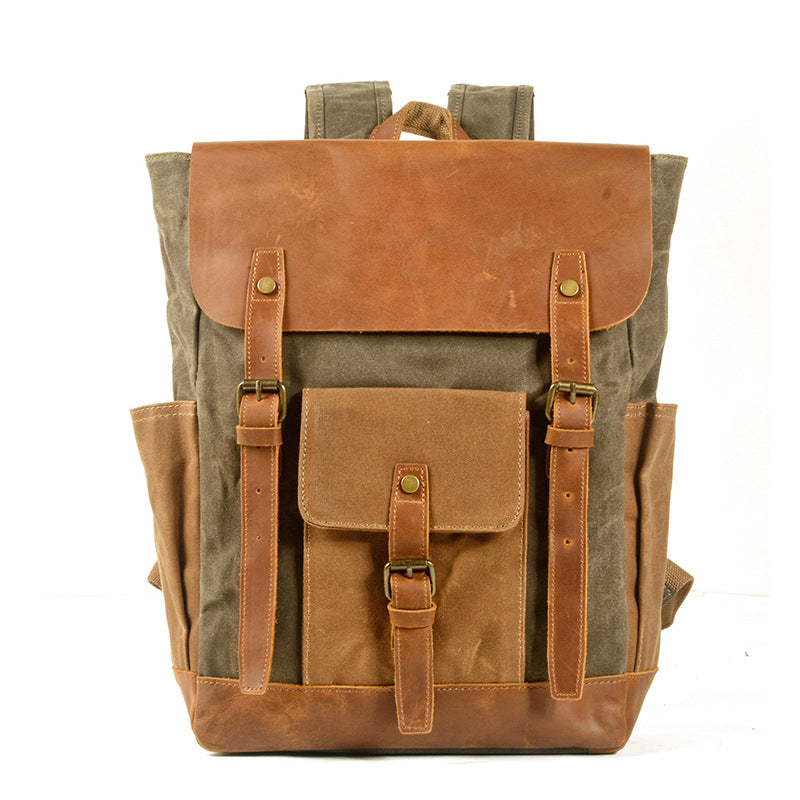 Men's Style Oil Wax Canvas Fashion Large Backpacks