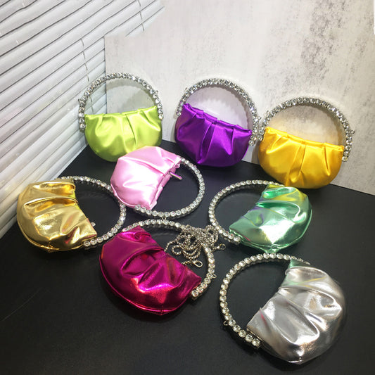 Female Niche Rhinestone Clutch Diamond Pleated Dinner Bags